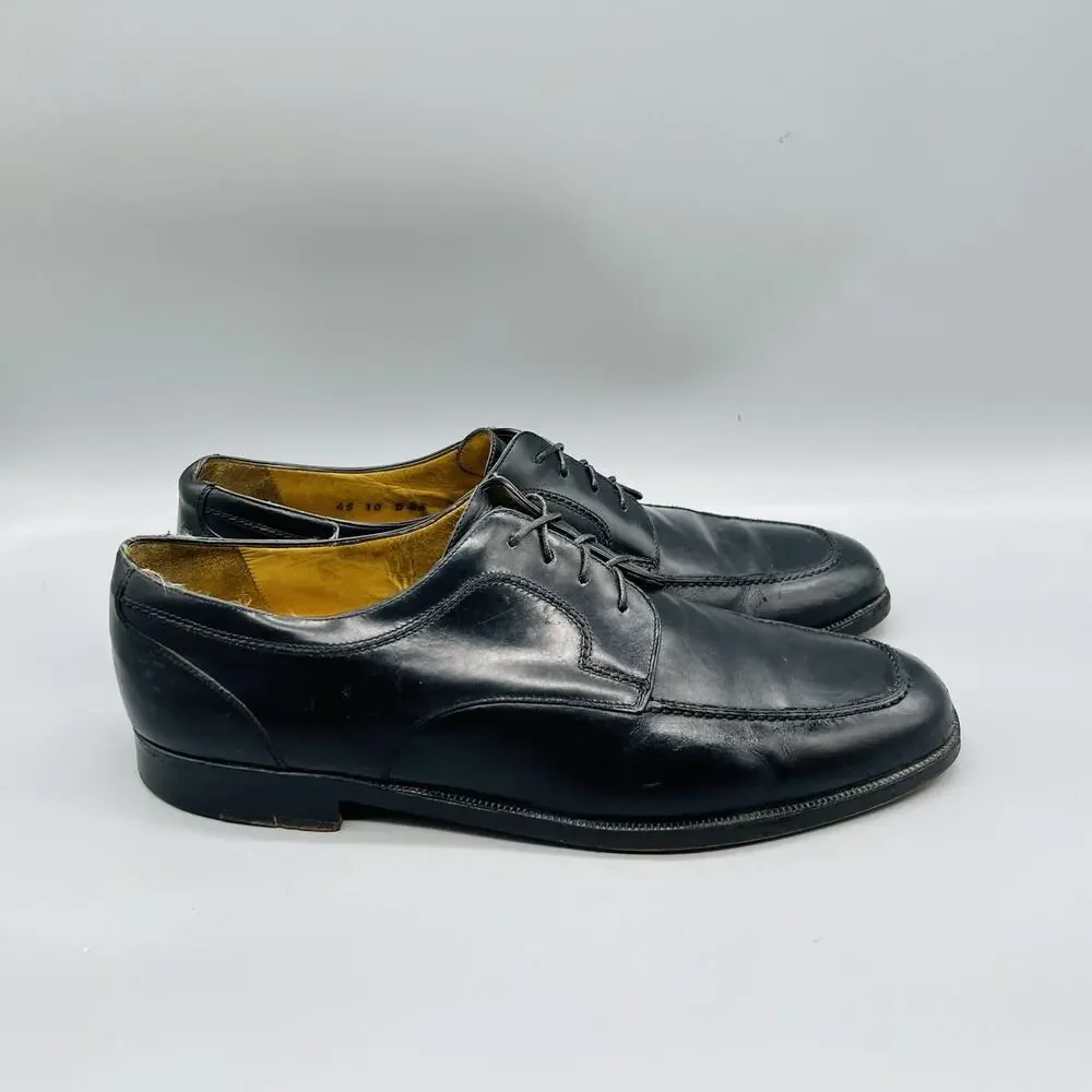 Cole Haan Shoes Mens 10 Black Leather Derby Oxford Lace Up Vtg Made Italy